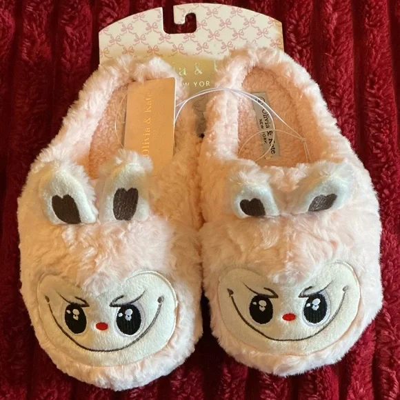 Olivia & Kate Blush Plush Bunny Slip-Ons - Picture 1 of 3